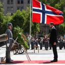 First on the Crown Prince's official programme was the wreath-laying ceremony at the Bernardo O'Higgins monument  (Photo: Lise Åserud, Scanpix).